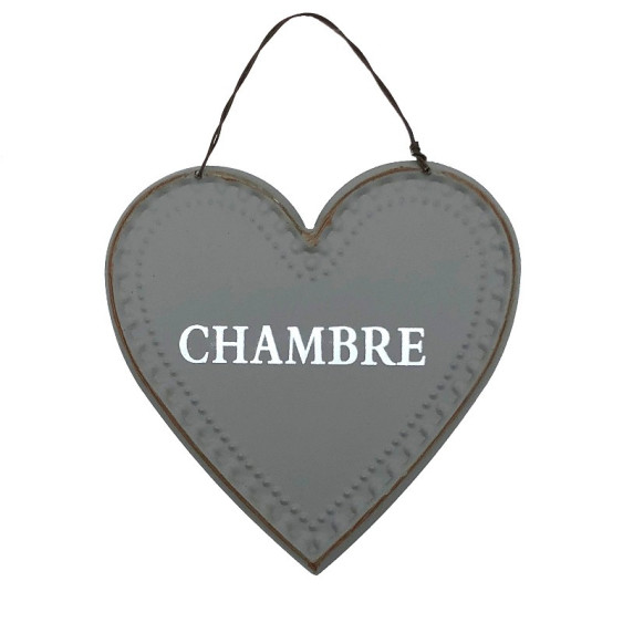 Plaque de porte en forme de coeur "Chambre"