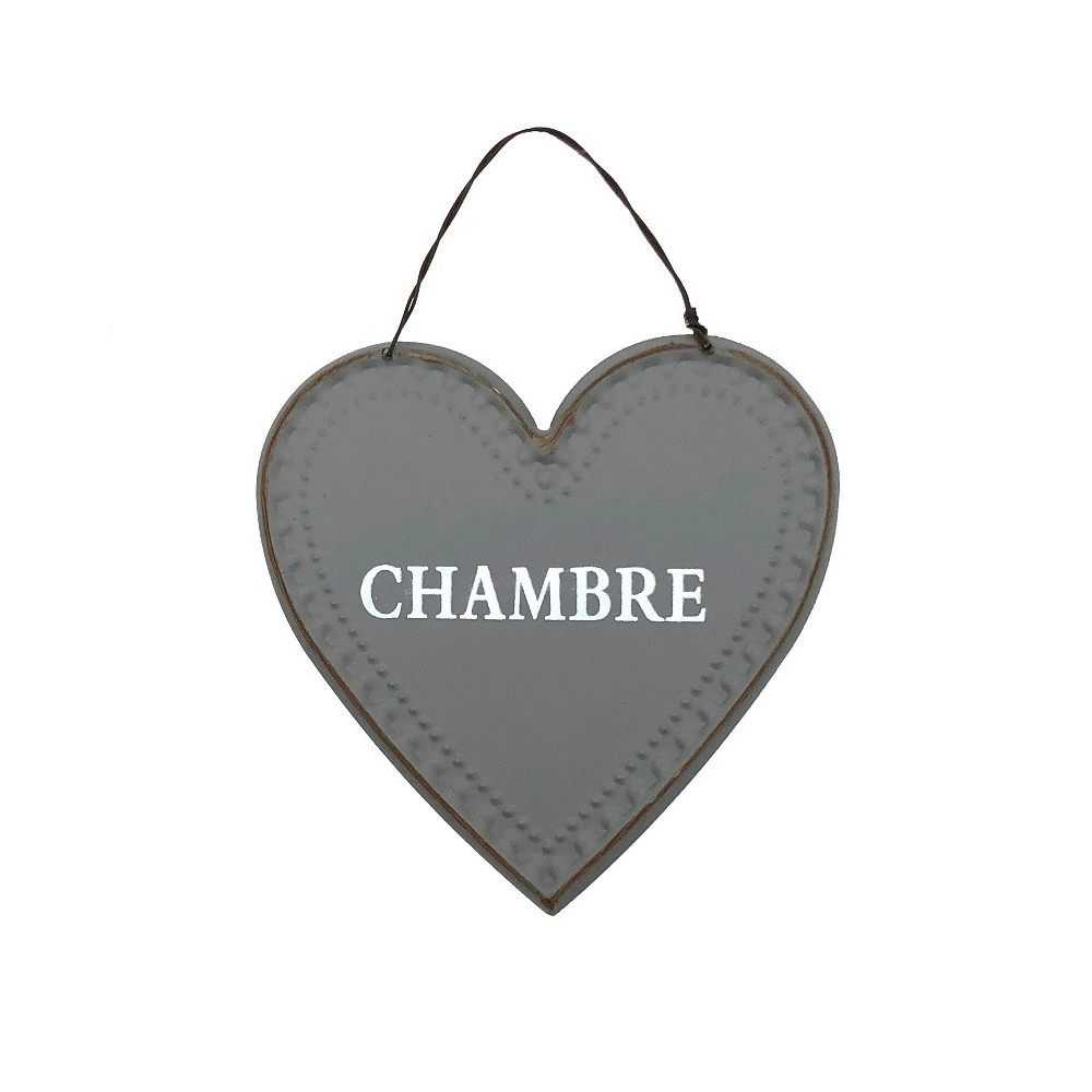 Plaque de porte en forme de coeur "Chambre"