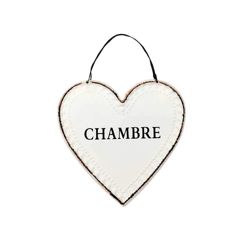 Plaque de porte en forme de coeur "Chambre"