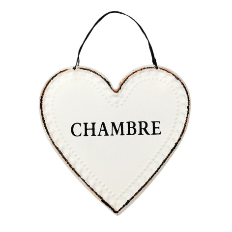 Plaque de porte en forme de coeur "Chambre"