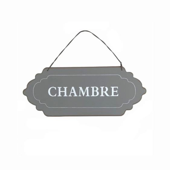 Plaque de porte alu grise " chambre "