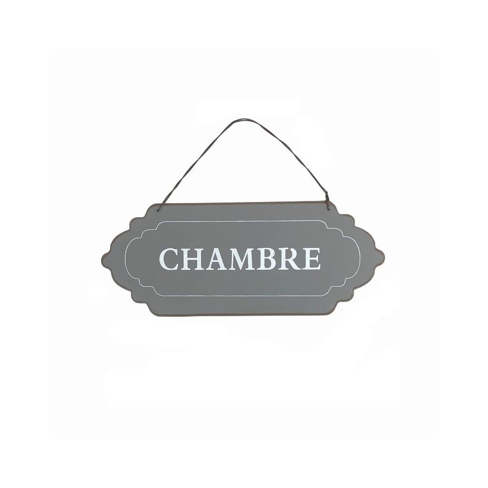 Plaque de porte alu grise " chambre "