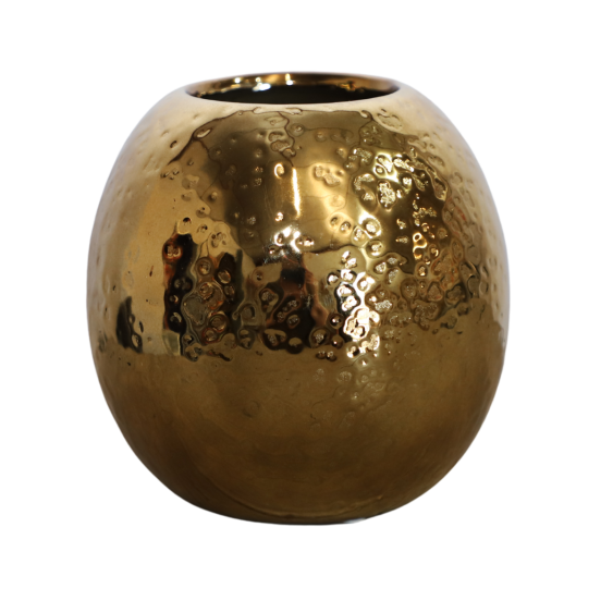 Vase boule "Martelé" en céramique - Or