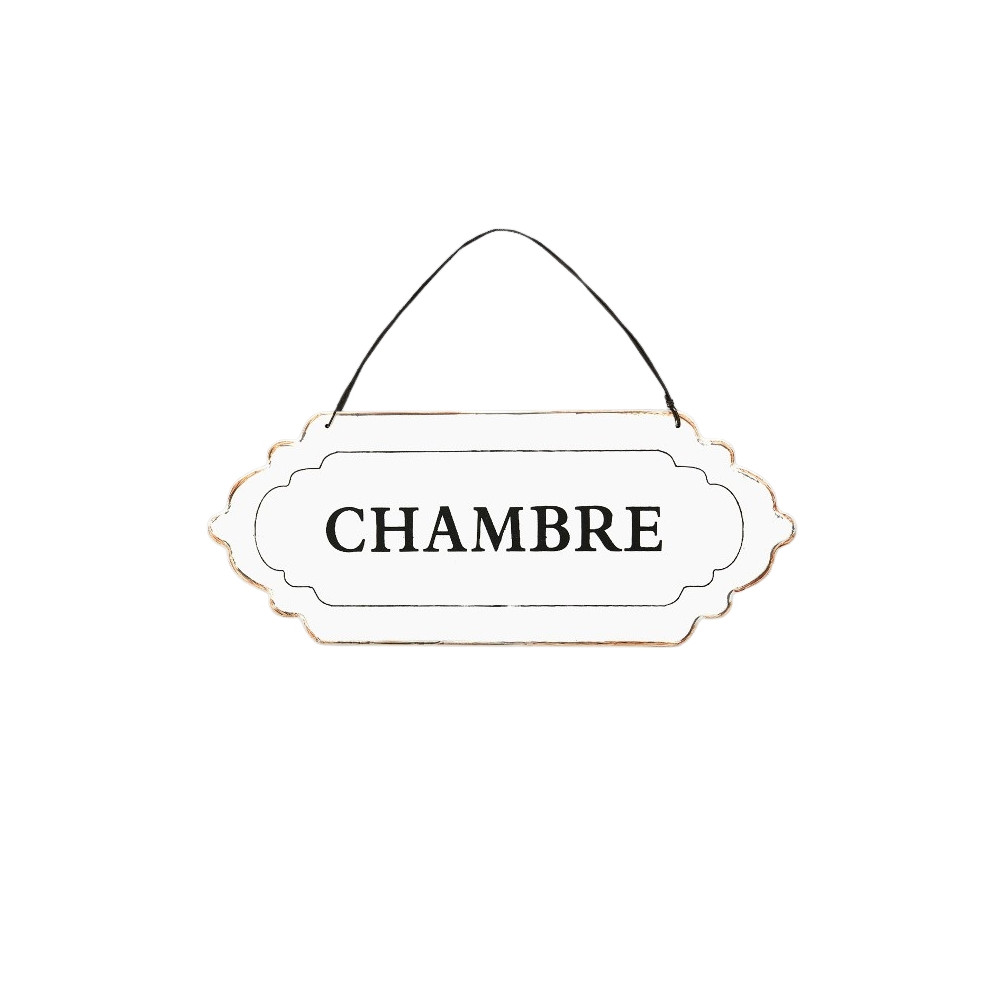 Plaque de porte alu blanche " chambre "