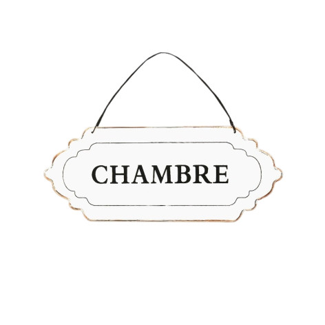 Plaque de porte alu blanche " chambre "