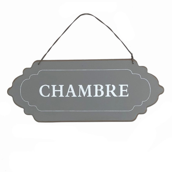 Plaque de porte alu grise " Chambre "