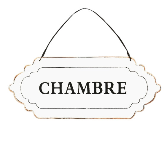 Plaque de porte alu blanche " Chambre "