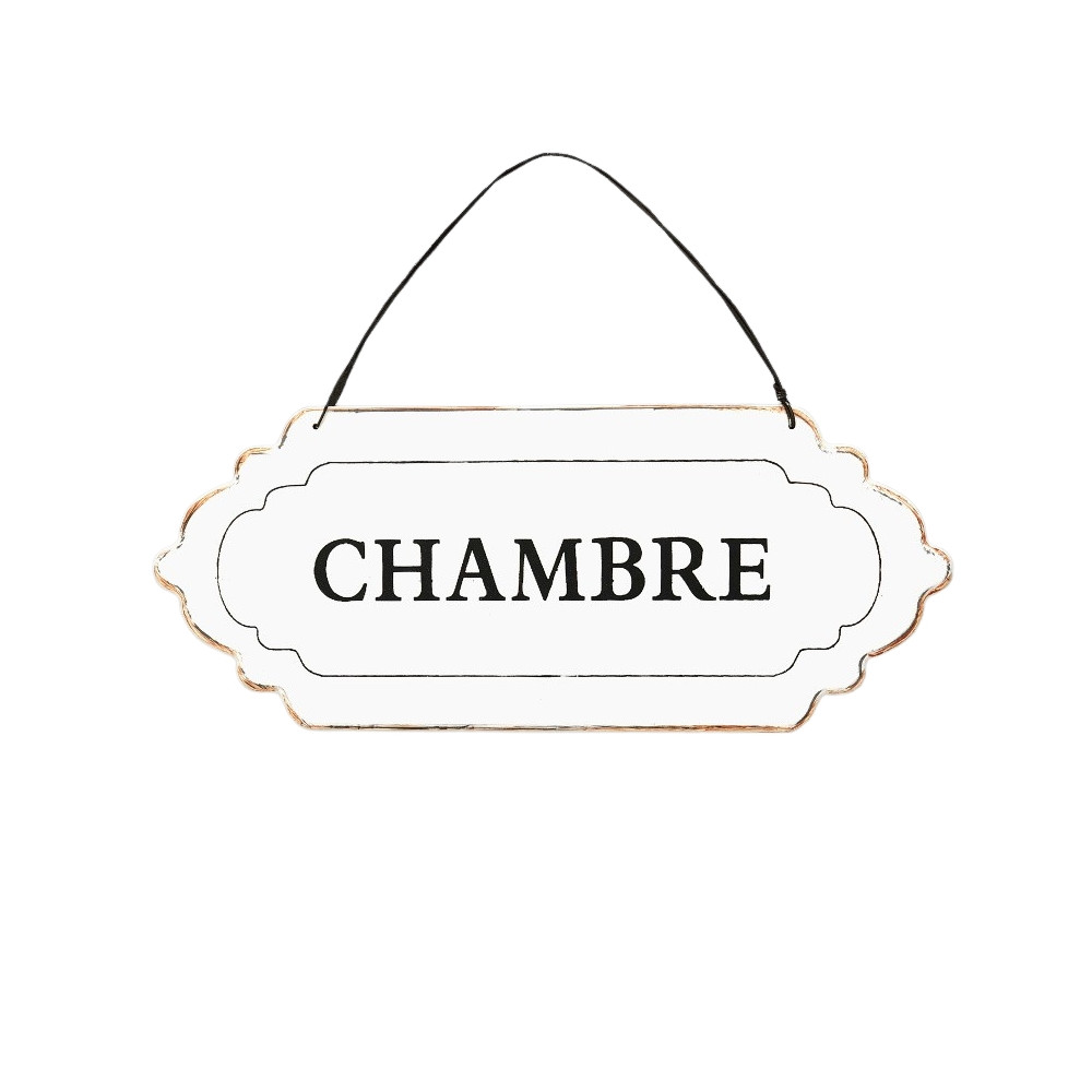 Plaque de porte alu blanche " Chambre "