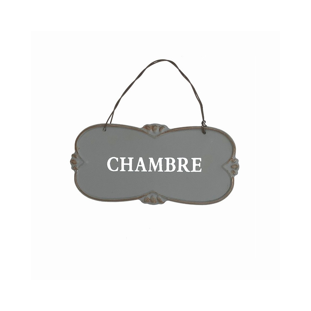 Plaque de porte alu gris " chambre"