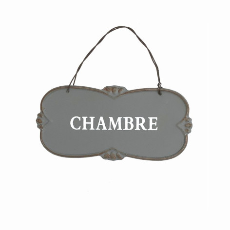 Plaque de porte alu gris " chambre"