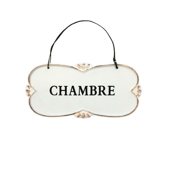 Plaque de porte alu blanc " chambre"