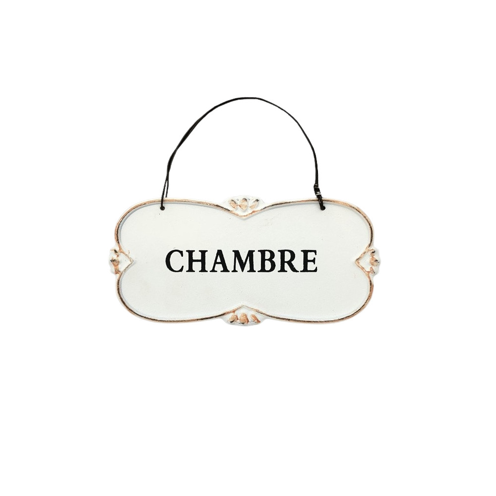 Plaque de porte alu blanc " chambre"