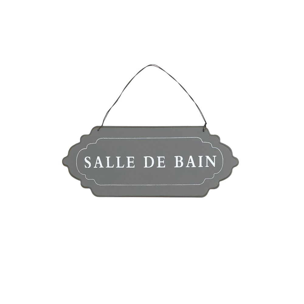 Plaque de porte alu grise " salle de bain "