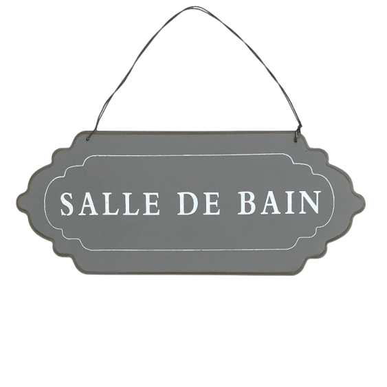 Plaque de porte alu grise " salle de bain "