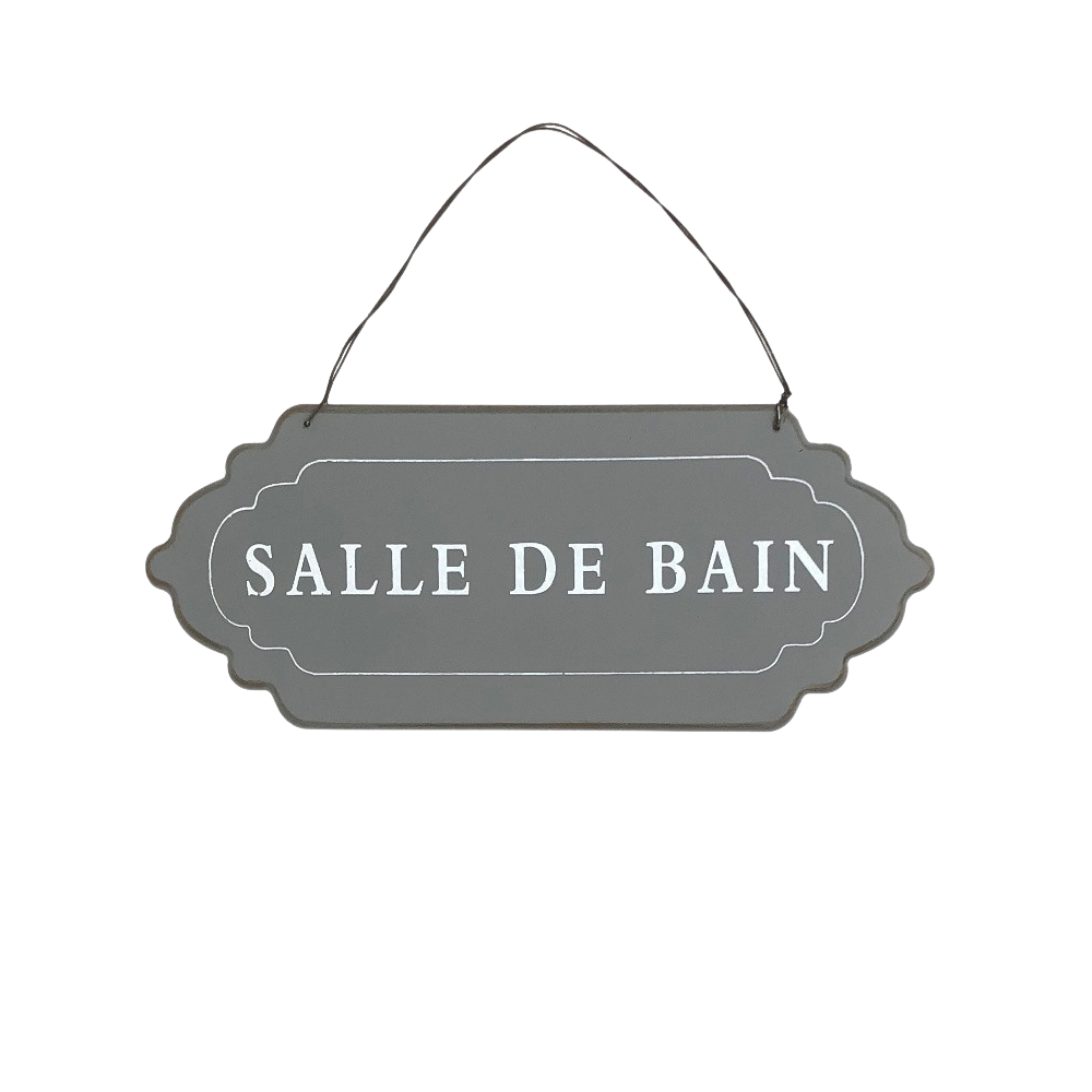 Plaque de porte alu grise " salle de bain "