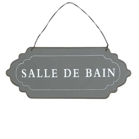 Plaque de porte alu grise " salle de bain "