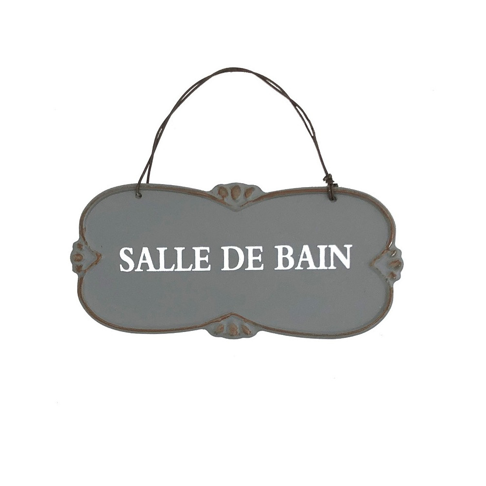 Plaque de porte "Salle de Bain" en métal Gris