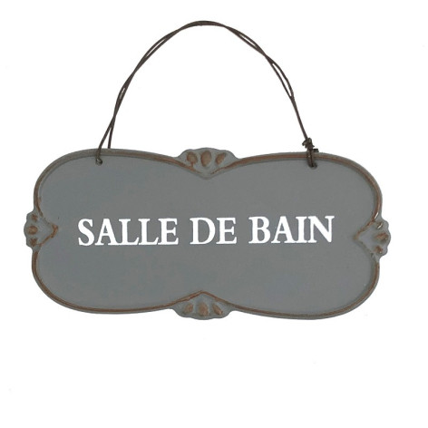 Plaque de porte "Salle de Bain" en métal Gris