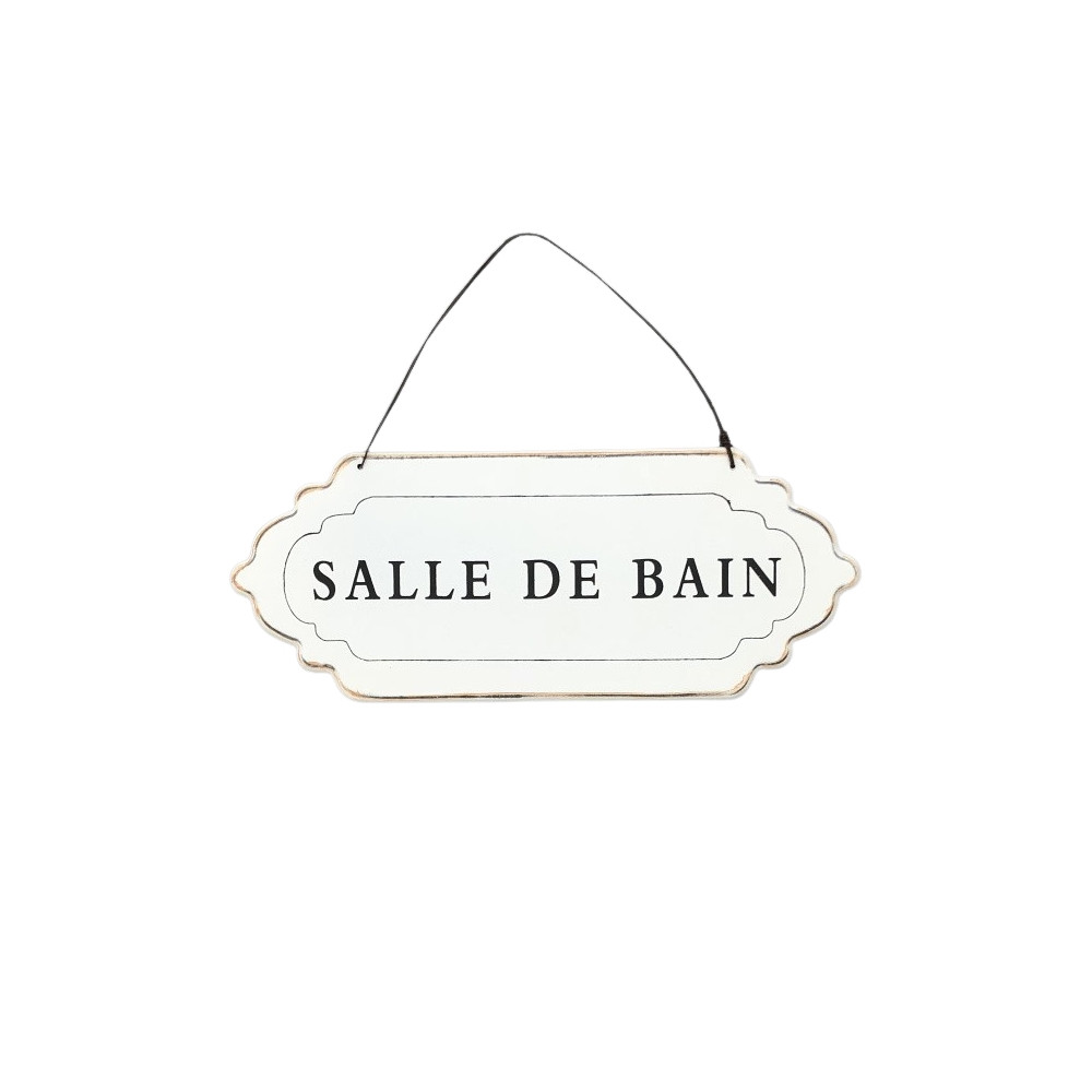 Plaque de porte alu blanche " salle de bain "