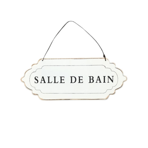 Plaque de porte alu blanche " salle de bain "