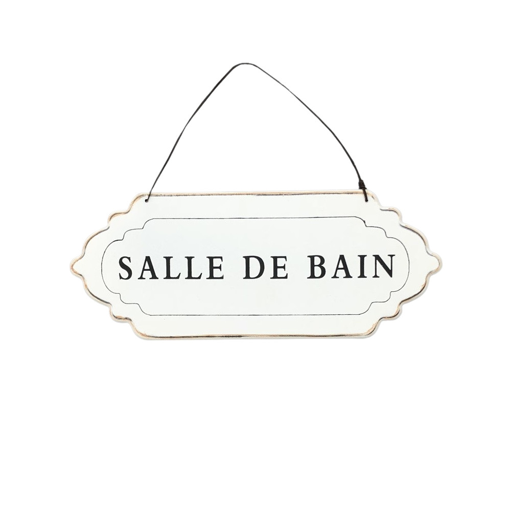 Plaque de porte alu blanche " salle de bain "