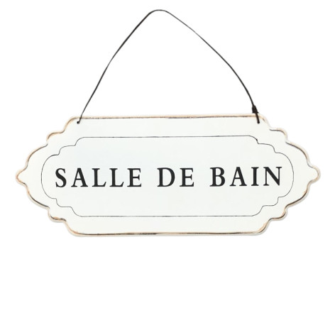 Plaque de porte alu blanche " salle de bain "