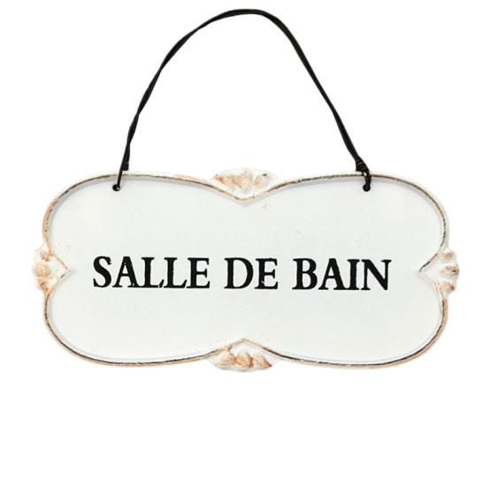 Plaque de porte "Salle de Bain" en métal Blanc