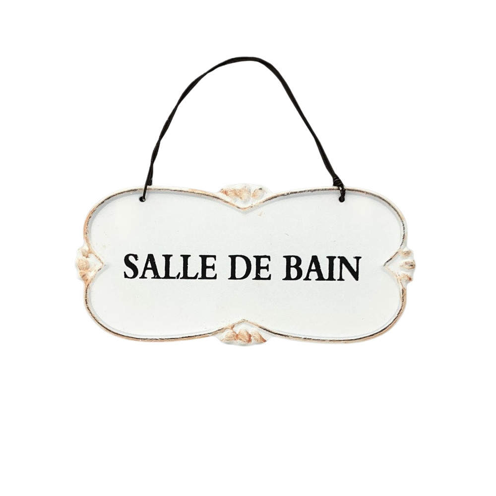 Plaque de porte "Salle de Bain" en métal Blanc