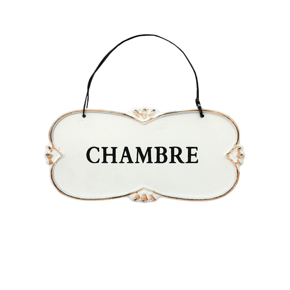 Plaque de porte "Chambre" en métal Blanc