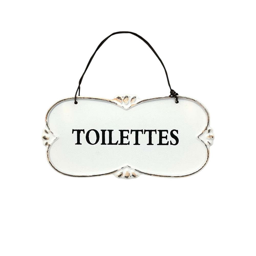 Plaque de porte "Toilettes" en métal Blanc