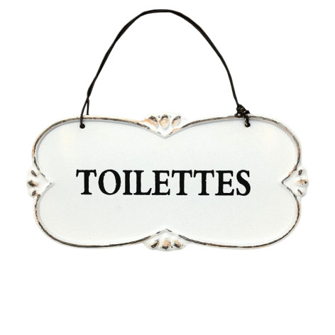 Plaque de porte "Toilettes" en métal Blanc