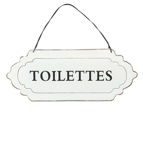 Plaque de porte blanche "toilette"