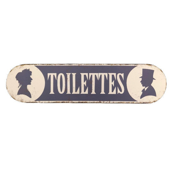 Grande Plaque de Porte Toilette WC Bleu en Métal Murale