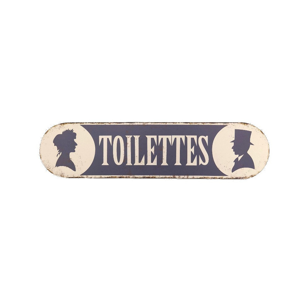 Grande Plaque de Porte Toilette WC Bleu en Métal Murale