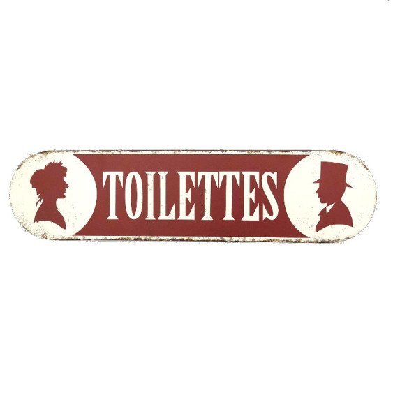 Grande Plaque de Porte Toilette WC Bordeaux en Métal Murale