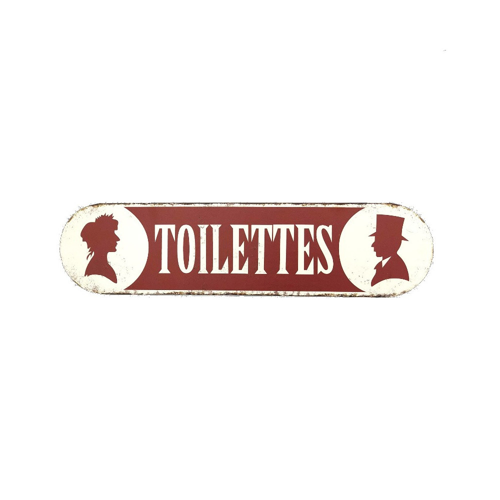 Grande Plaque de Porte Toilette WC Bordeaux en Métal Murale