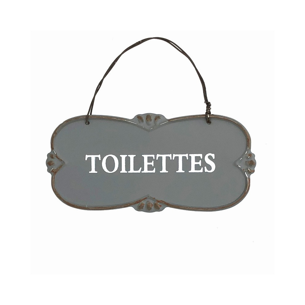 Plaque de porte "Toilettes" en métal Gris