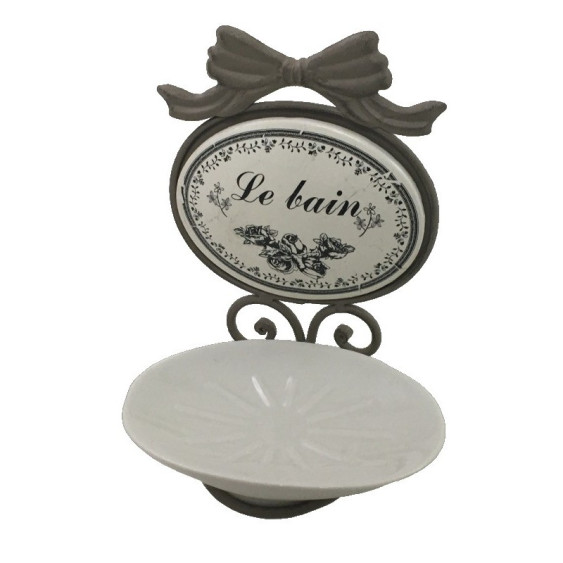 Porte savon en fer gris "Le bain"