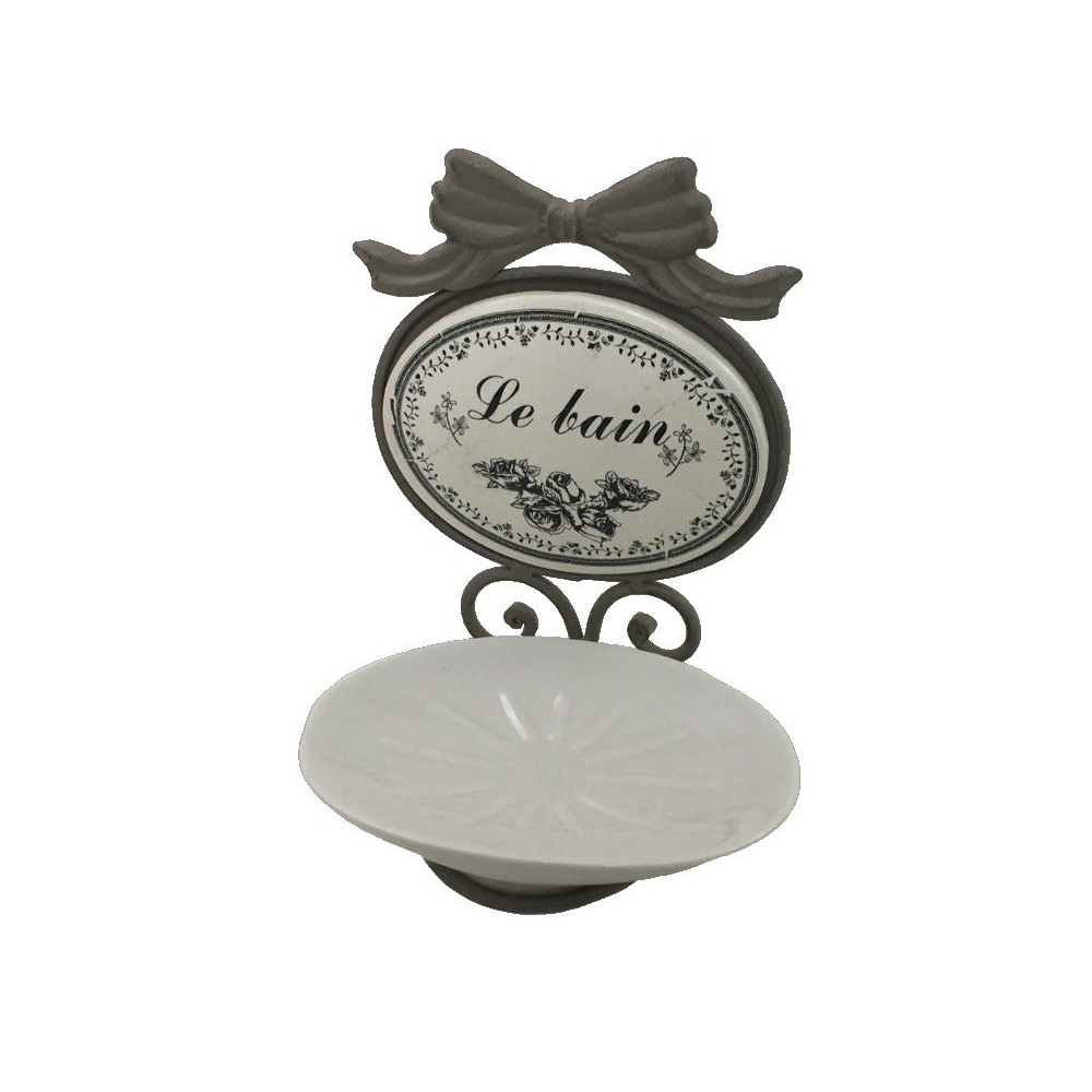 Porte savon en fer gris "Le bain"