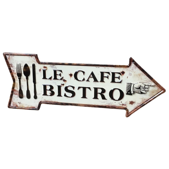 Plaque décorative flèche "Le café Bistro"