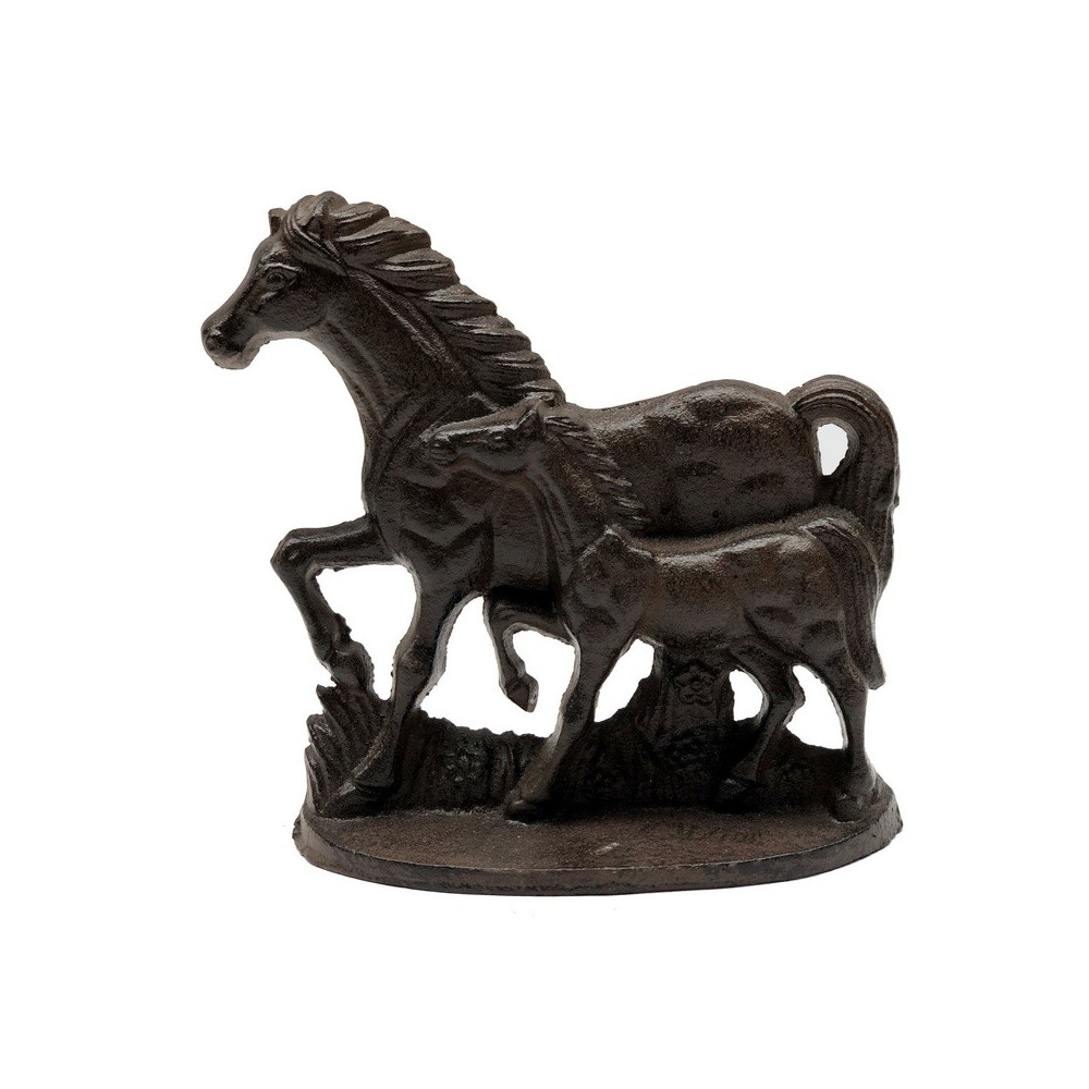 Figurine cheval en fonte marron 17 x 16 cm