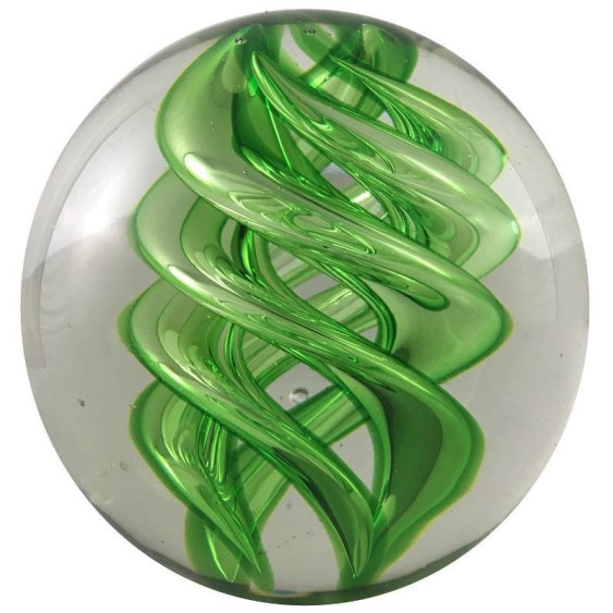 Boule sulfure ronde décors tourbillon vert