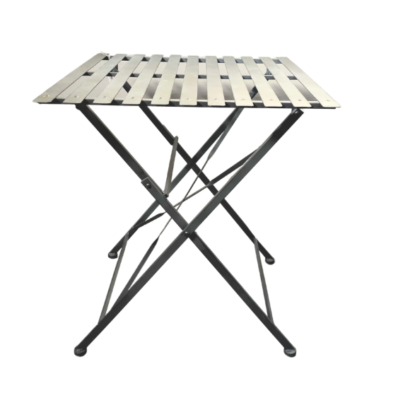 Table pliable carrée en métal gris aspect mat