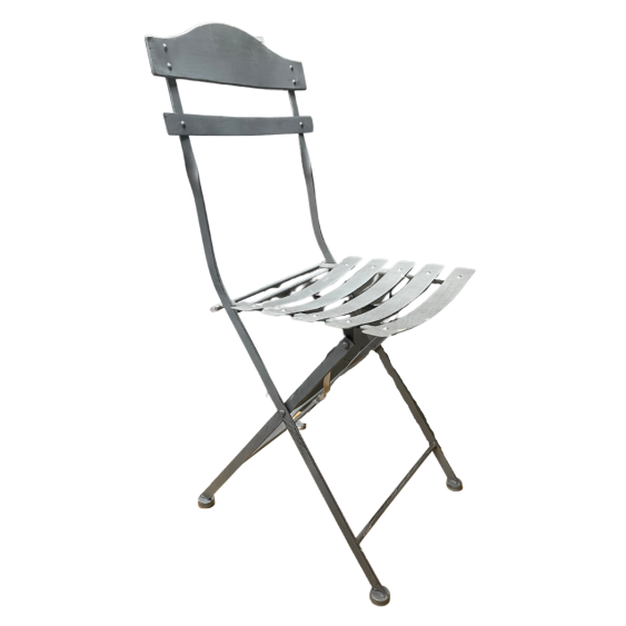 Chaise pliante en métal mat gris
