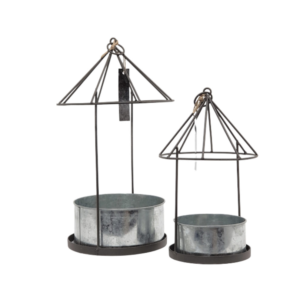 Set de 2 mangeoires "Maisonnettes" en zinc