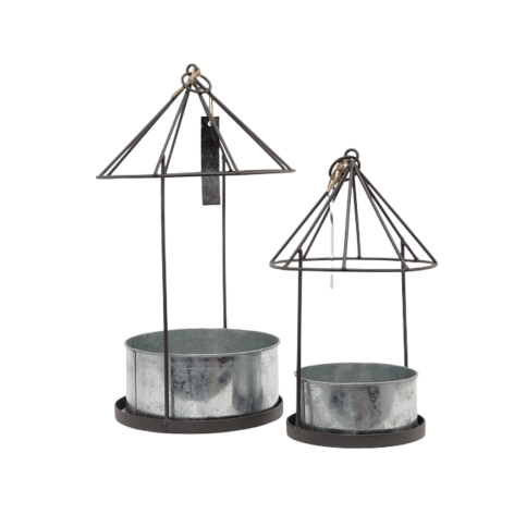 Set de 2 mangeoires "Maisonnettes" en zinc