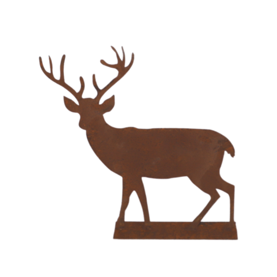 Cerf en métal rouillé sur socle - TGM