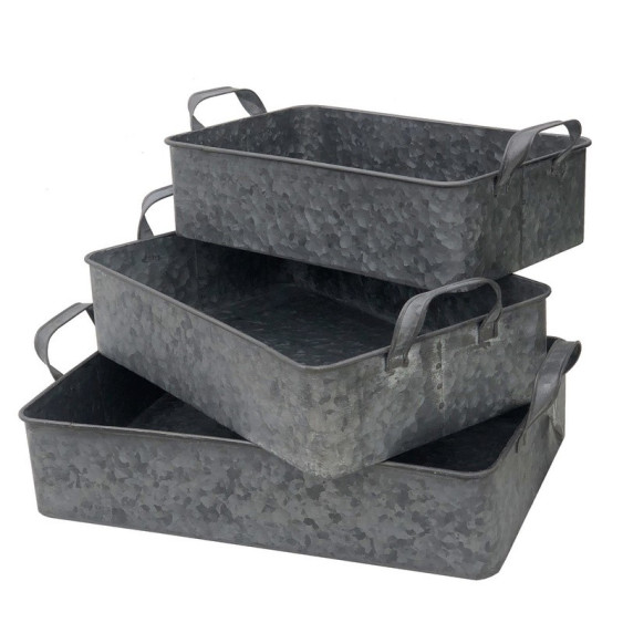 SET x3 Plateau en zinc gris