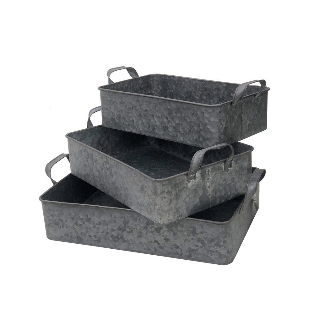 SET x3 Plateau en zinc gris