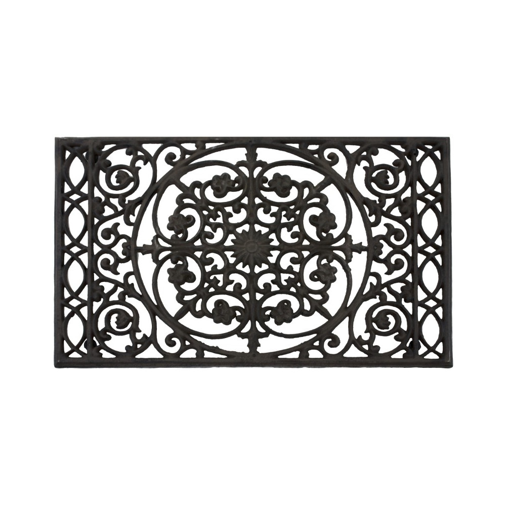 Tapis de porte rectangulaire en fonte marron de style rustique vintage "spécial exterieur"